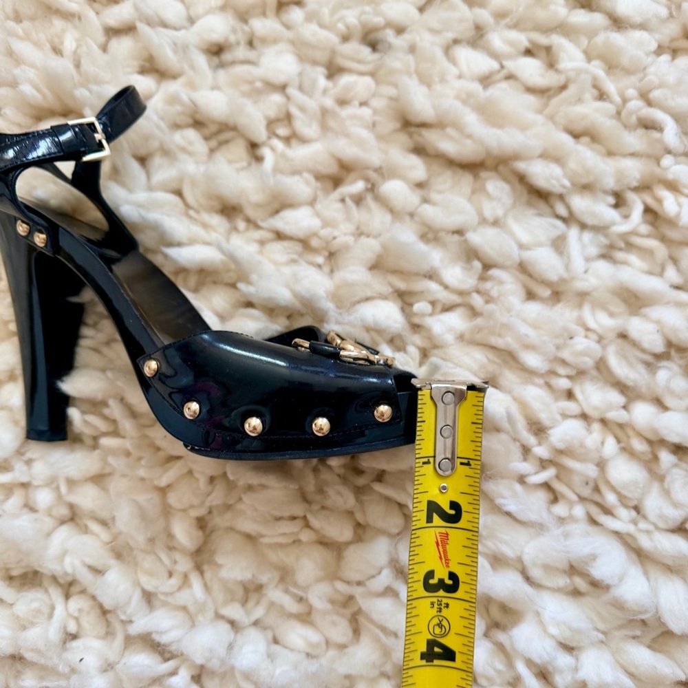 Gucci Sand Pelle Peep Toe S CUOIO Patent Leather Vernice Heels 38 - Picture 12 of 12